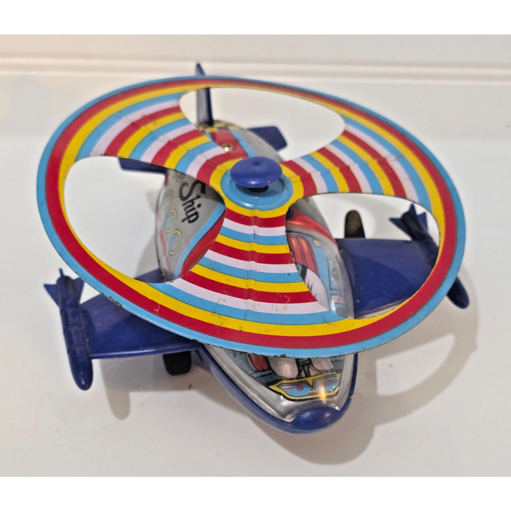 Space Ship Tin Litho Plastic Wind-Up Vintage Toy by MTU in Korea NO BOX